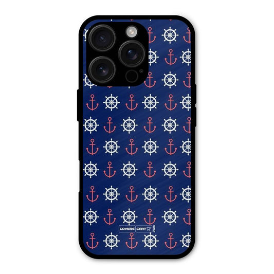 Anchor Pattern Blue Shockproof Hybrid Protection (Metal + TPU) Back Case Cover
