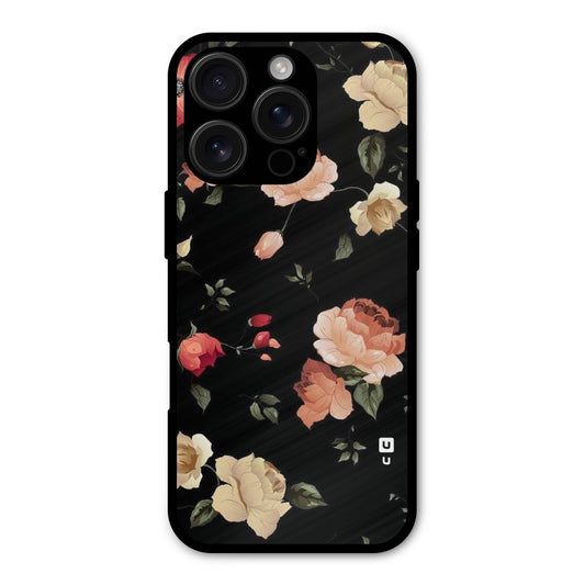 Black Artistic Floral Shockproof Hybrid Protection (Metal + TPU) Back Case Cover