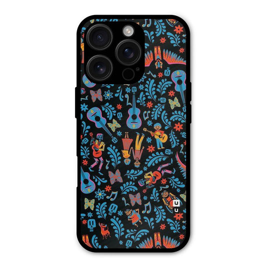 Blue Guitar Pattern Shockproof Hybrid Protection (Metal + TPU) Back Case Cover