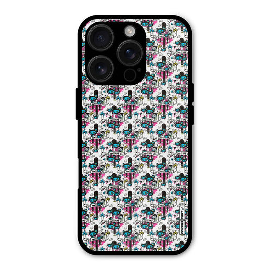 Blue Pink Pattern Shockproof Hybrid Protection (Metal + TPU) Back Case Cover