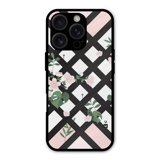 Check Floral Stripes Shockproof Hybrid Protection (Metal + TPU) Back Case Cover