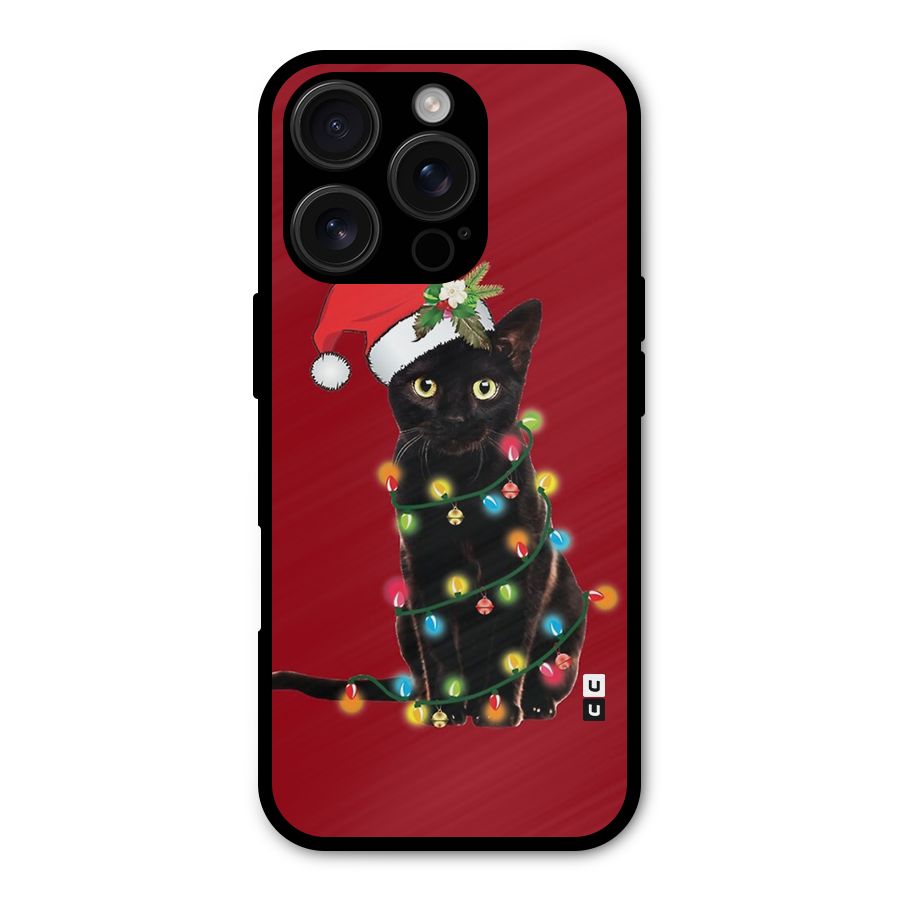 Christmas Cap Cute Cat Shockproof Hybrid Protection (Metal + TPU) Back Case Cover