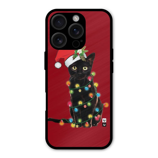 Christmas Cap Cute Cat Shockproof Hybrid Protection (Metal + TPU) Back Case Cover