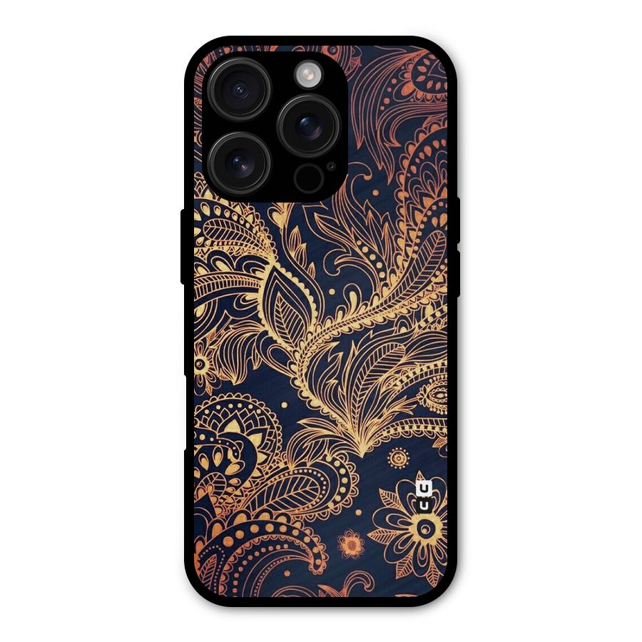Classy Golden Leafy Design Shockproof Hybrid Protection (Metal + TPU) Back Case Cover