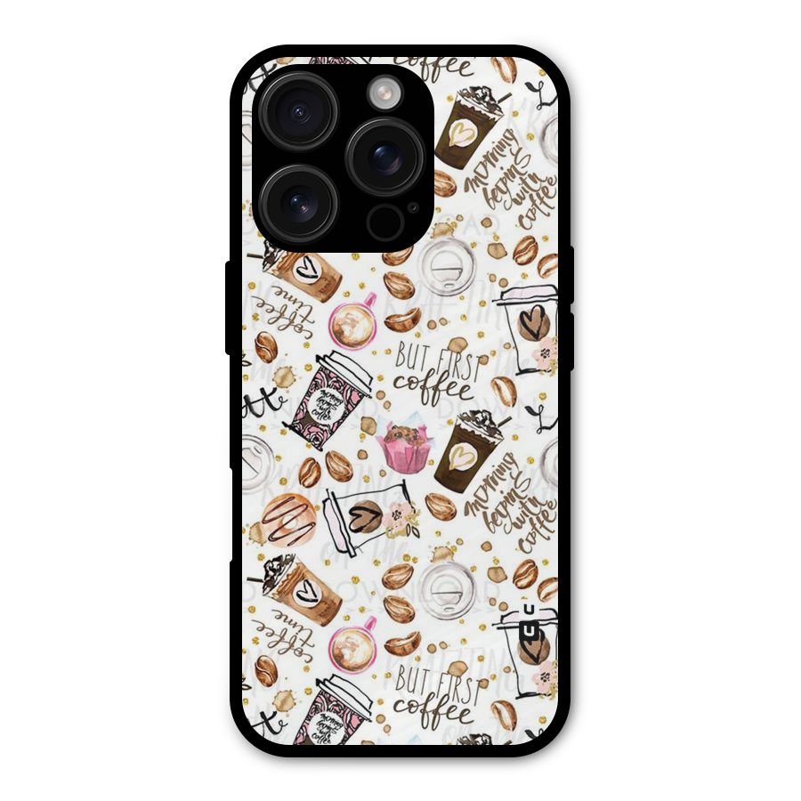 Coffee Pattern Shockproof Hybrid Protection (Metal + TPU) Back Case Cover