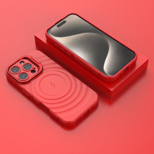 Crimson Red - TitanShield Wave Silicone Magsafe Back Case Cover
