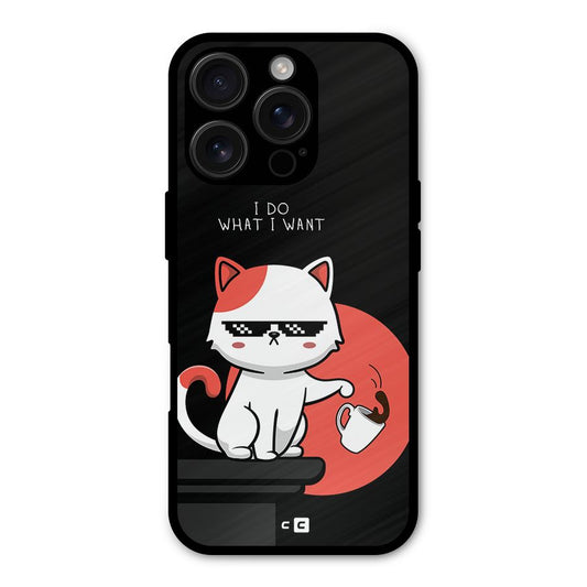 Cute Attitude Cat Shockproof Hybrid Protection (Metal + TPU) Back Case Cover