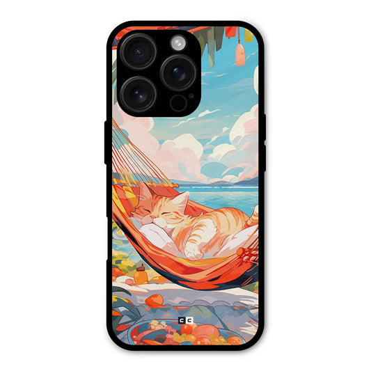 Cute Cat On Beach Shockproof Hybrid Protection (Metal + TPU) Back Case Cover