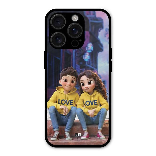 Cute Couple Sitting Shockproof Hybrid Protection (Metal + TPU) Back Case Cover