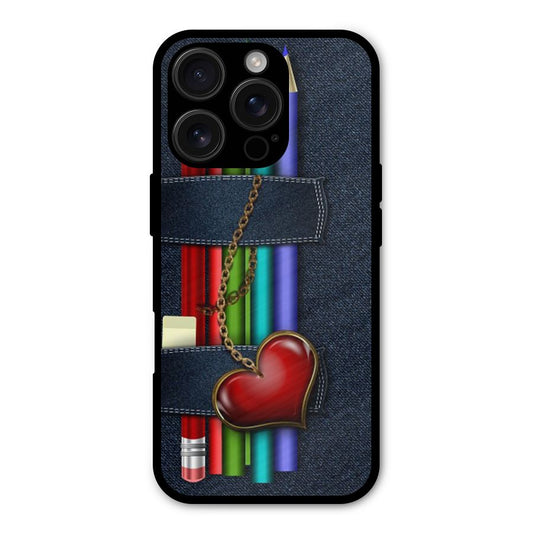 Denim Colorful Pencils Shockproof Hybrid Protection (Metal + TPU) Back Case Cover