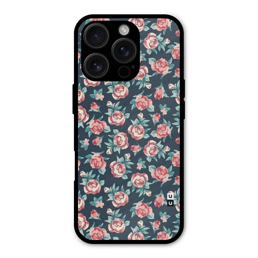 Floral Navy Bloom Shockproof Hybrid Protection (Metal + TPU) Back Case Cover