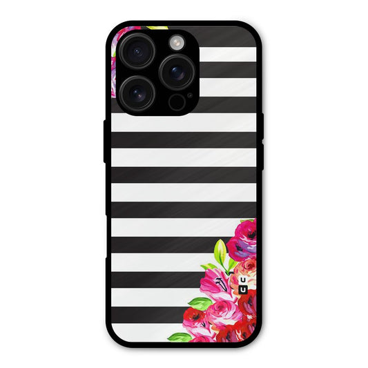 Floral Stripes Shockproof Hybrid Protection (Metal + TPU) Back Case Cover