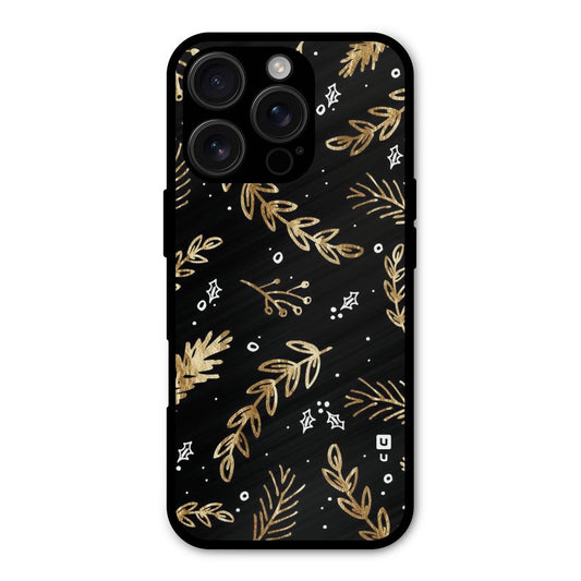 Gold Palm Leaves Shockproof Hybrid Protection (Metal + TPU) Back Case Cover