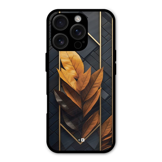 Golden Leaf Pattern Shockproof Hybrid Protection (Metal + TPU) Back Case Cover