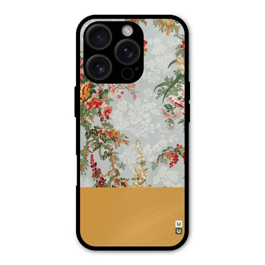 Golden Stripe on Floral Shockproof Hybrid Protection (Metal + TPU) Back Case Cover