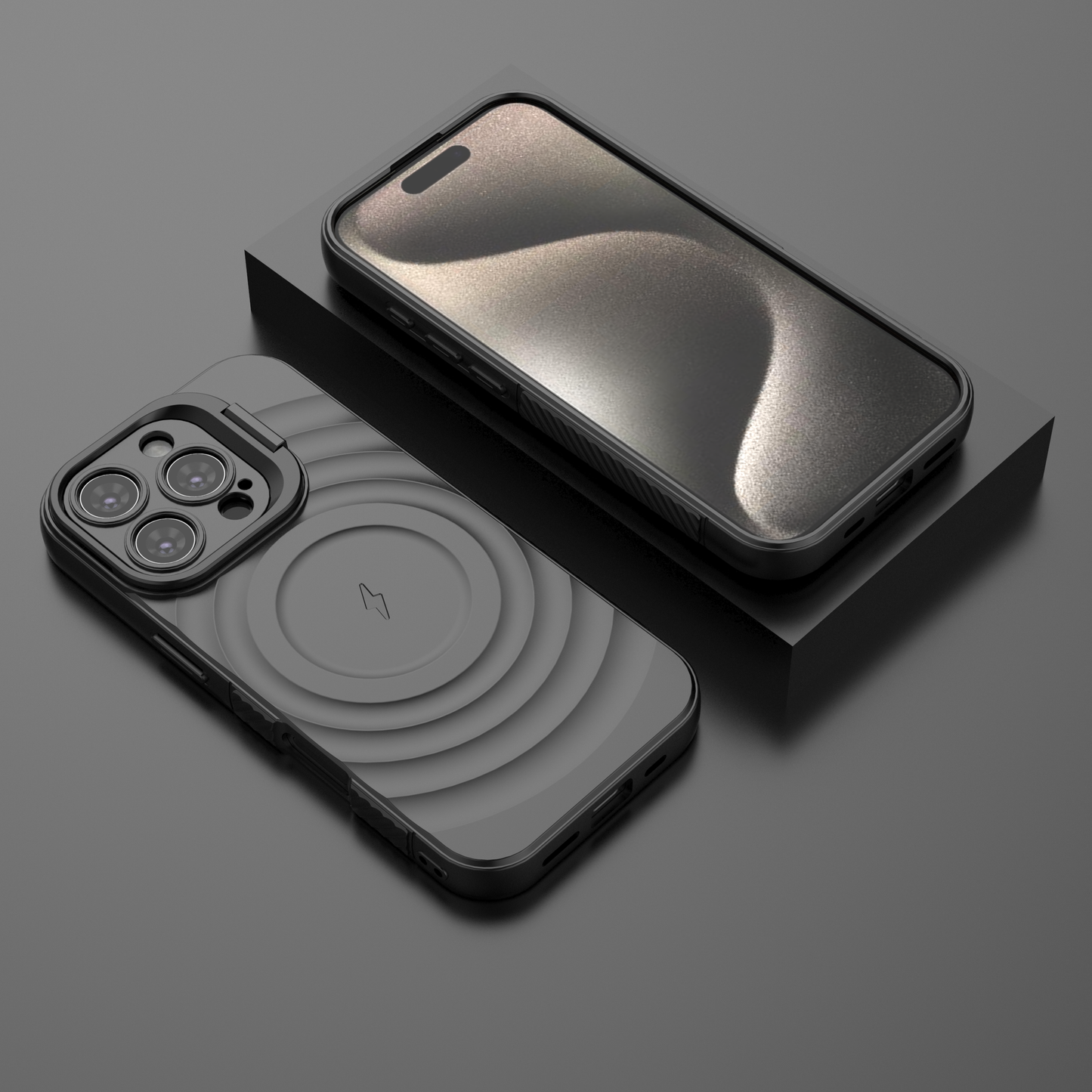 Matte Black - TitanShield Wave Silicone Magsafe Back Case Cover