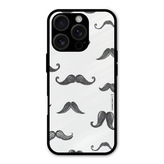 Moustache Pattern (Black) Shockproof Hybrid Protection (Metal + TPU) Back Case Cover