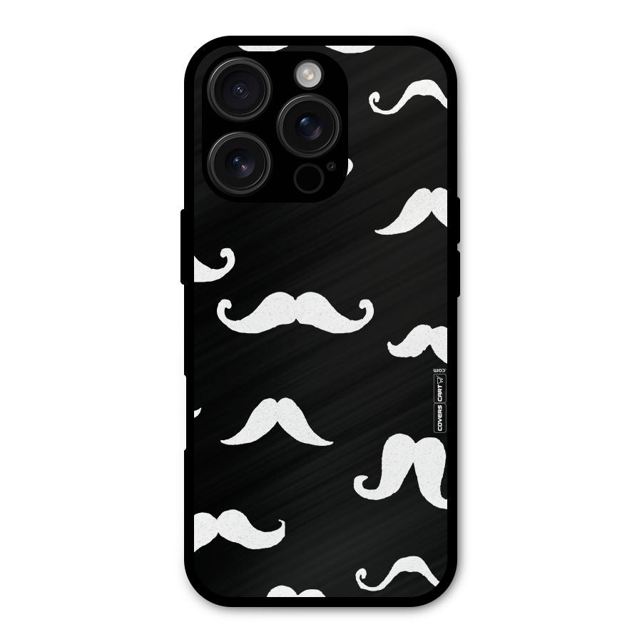 Moustache Pattern (White) Shockproof Hybrid Protection (Metal + TPU) Back Case Cover