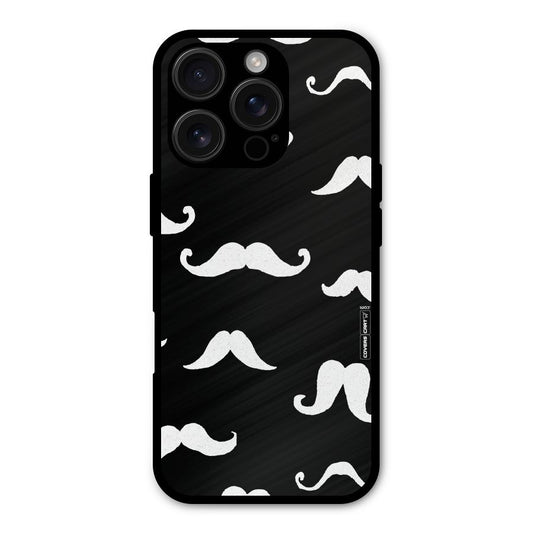 Moustache Pattern (White) Shockproof Hybrid Protection (Metal + TPU) Back Case Cover