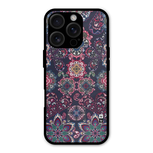 Navy Blue Bloom Pattern Shockproof Hybrid Protection (Metal + TPU) Back Case Cover