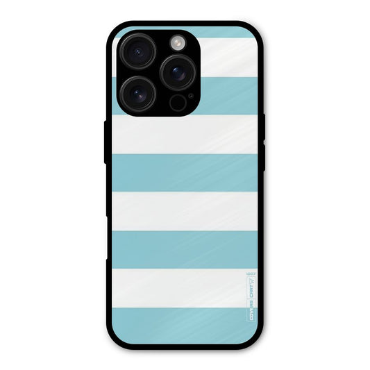Pastel Blue White Stripes Shockproof Hybrid Protection (Metal + TPU) Back Case Cover