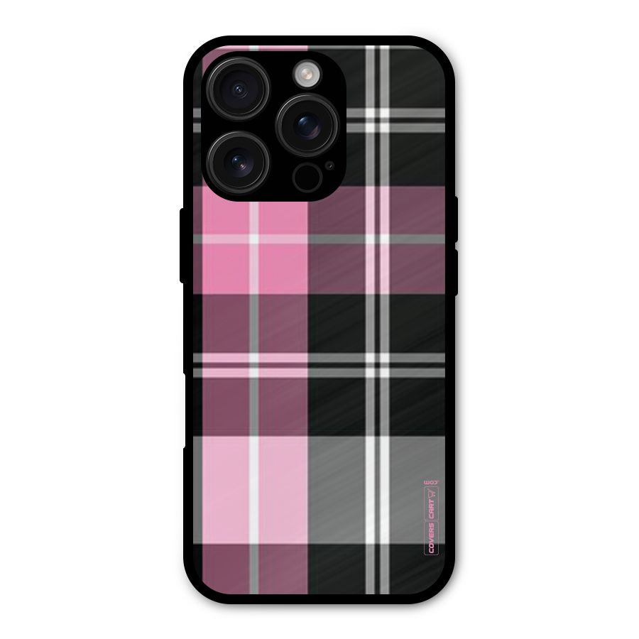 Pink Black Check Shockproof Hybrid Protection (Metal + TPU) Back Case Cover