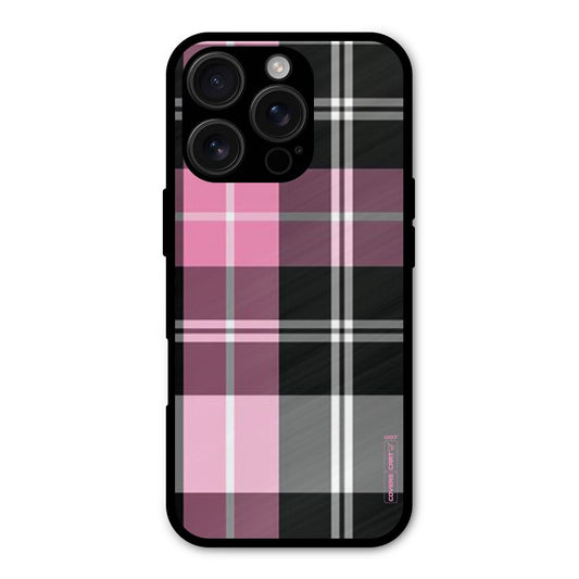 Pink Black Check Shockproof Hybrid Protection (Metal + TPU) Back Case Cover