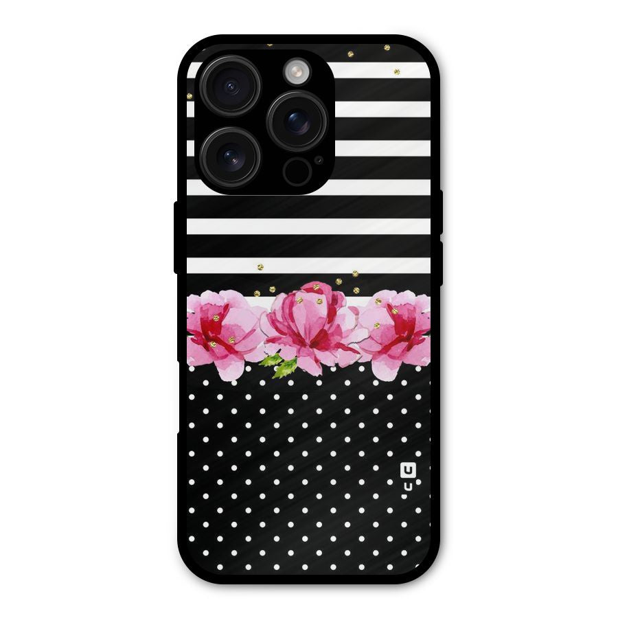Polka Floral Stripes Shockproof Hybrid Protection (Metal + TPU) Back Case Cover