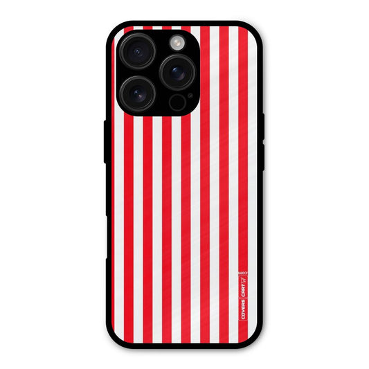 Red And White Straight Stripes Shockproof Hybrid Protection (Metal + TPU) Back Case Cover