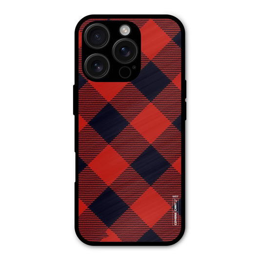 Red Diagonal Check Shockproof Hybrid Protection (Metal + TPU) Back Case Cover