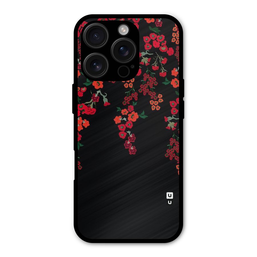 Red Floral Pattern Shockproof Hybrid Protection (Metal + TPU) Back Case Cover