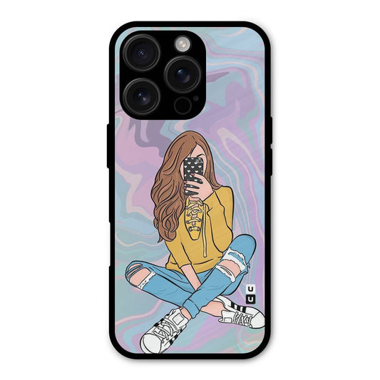 Selfie Girl Illustration Shockproof Hybrid Protection (Metal + TPU) Back Case Cover