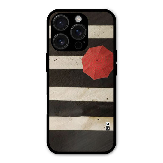 Single Red Umbrella Stripes Shockproof Hybrid Protection (Metal + TPU) Back Case Cover