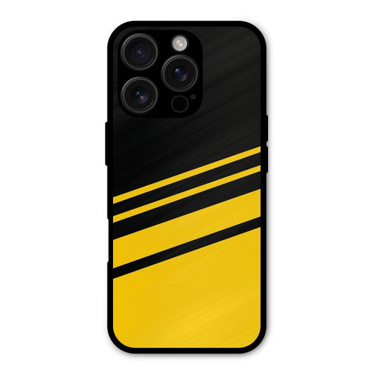 Slant Yellow Stripes Shockproof Hybrid Protection (Metal + TPU) Back Case Cover