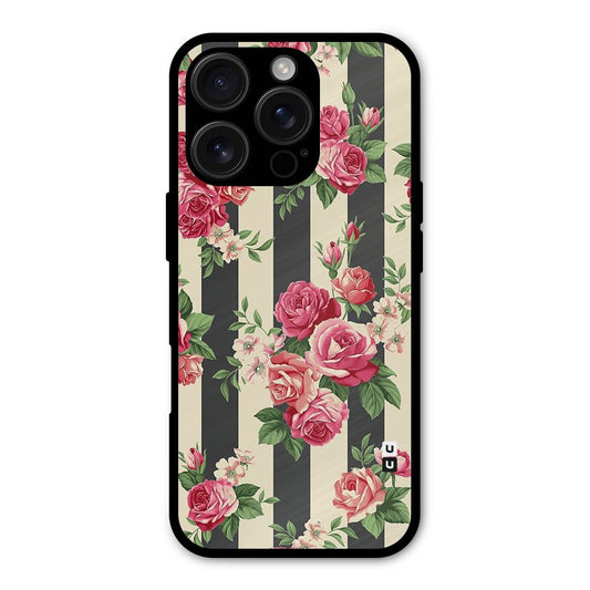 Stripes And Floral Shockproof Hybrid Protection (Metal + TPU) Back Case Cover
