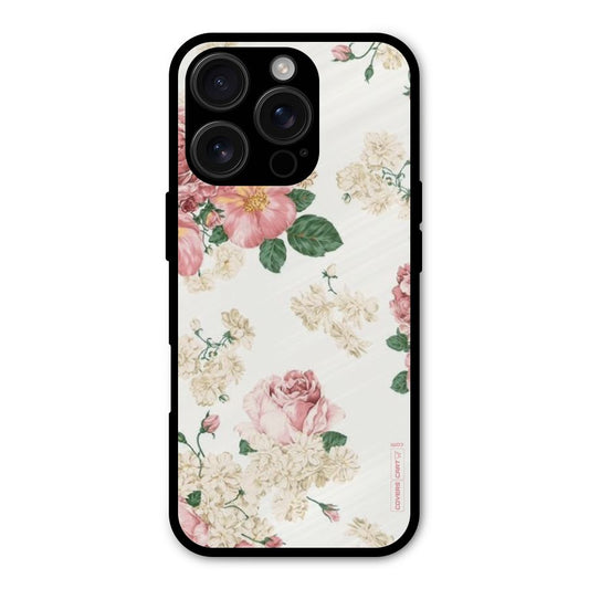 Vintage Floral Pattern Shockproof Hybrid Protection (Metal + TPU) Back Case Cover