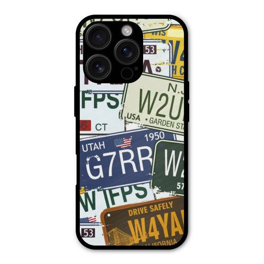 Vintage License Plates Shockproof Hybrid Protection (Metal + TPU) Back Case Cover