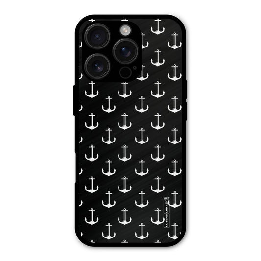 White And Black Anchor Pattern Shockproof Hybrid Protection (Metal + TPU) Back Case Cover