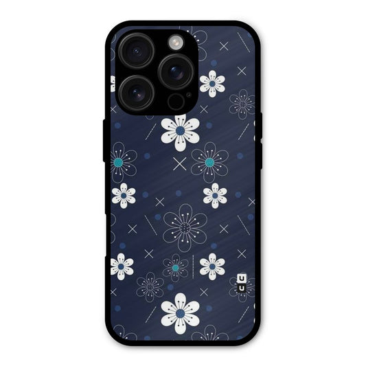 White Floral Shapes Shockproof Hybrid Protection (Metal + TPU) Back Case Cover