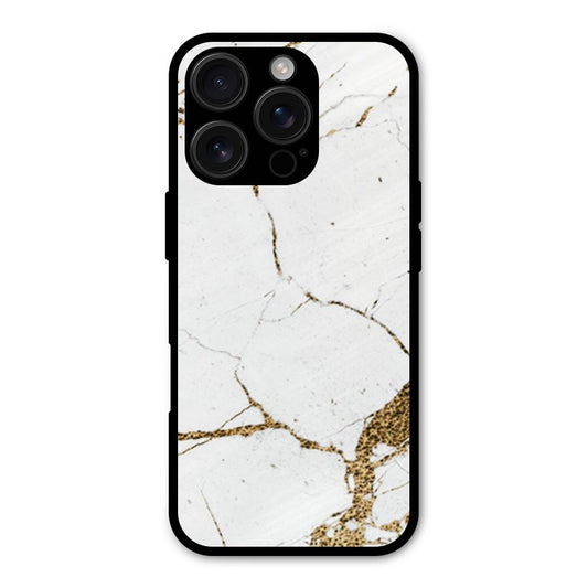 White and Gold Design Shockproof Hybrid Protection (Metal + TPU) Back Case Cover
