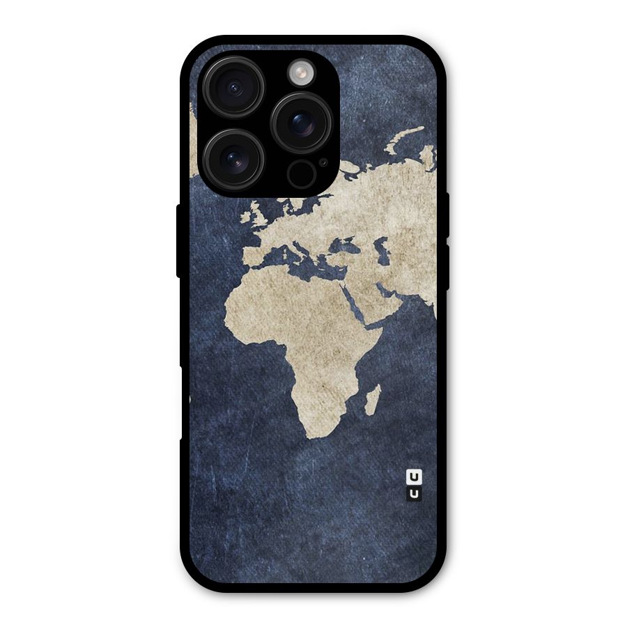 World Map Blue Gold Shockproof Hybrid Protection (Metal + TPU) Back Case Cover